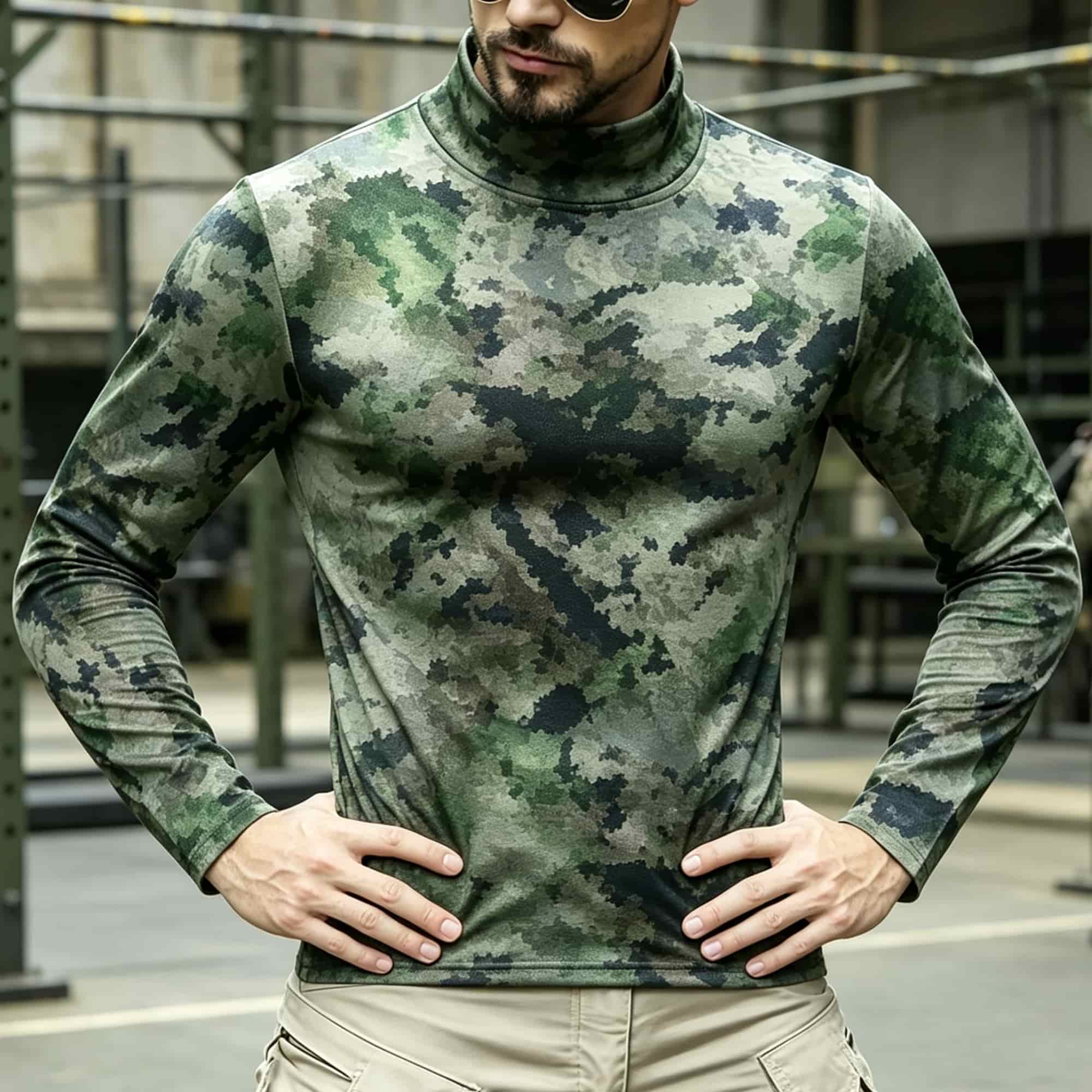 Men Tactical Camouflage Print  - đánh giá và giá Base Layer Top